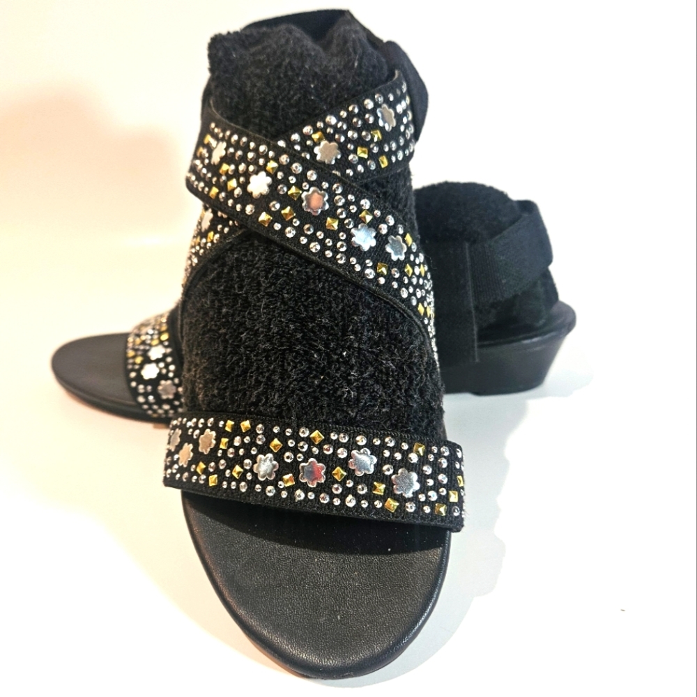 Laura Ashley Black Sandals With Metallic Bling